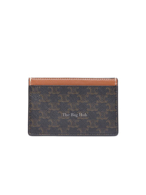 Celine Black/Tan Canvas Triomphe Card Holder