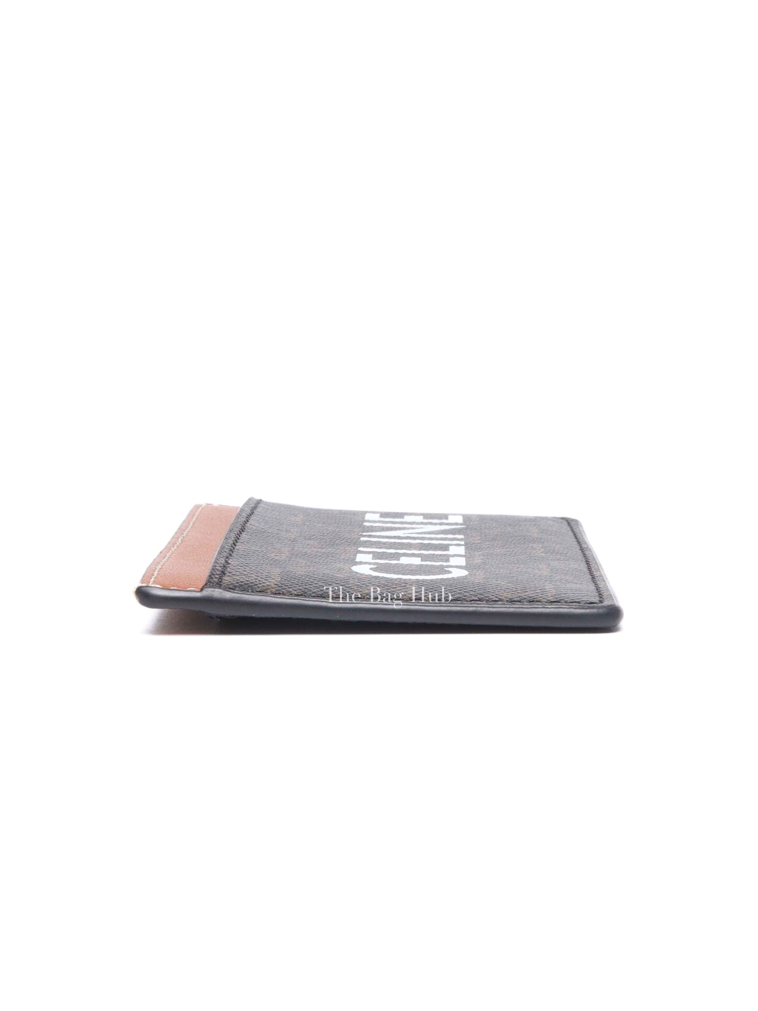 Celine Black/Tan Canvas Triomphe Card Holder