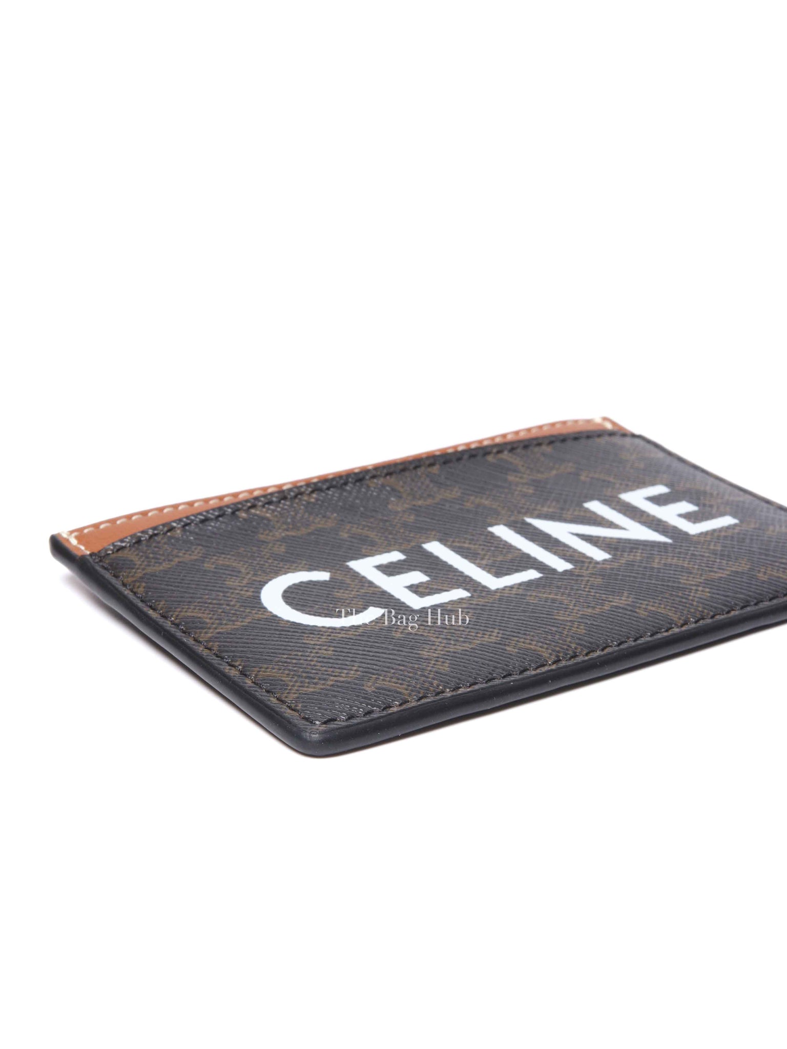 Celine Black/Tan Canvas Triomphe Card Holder