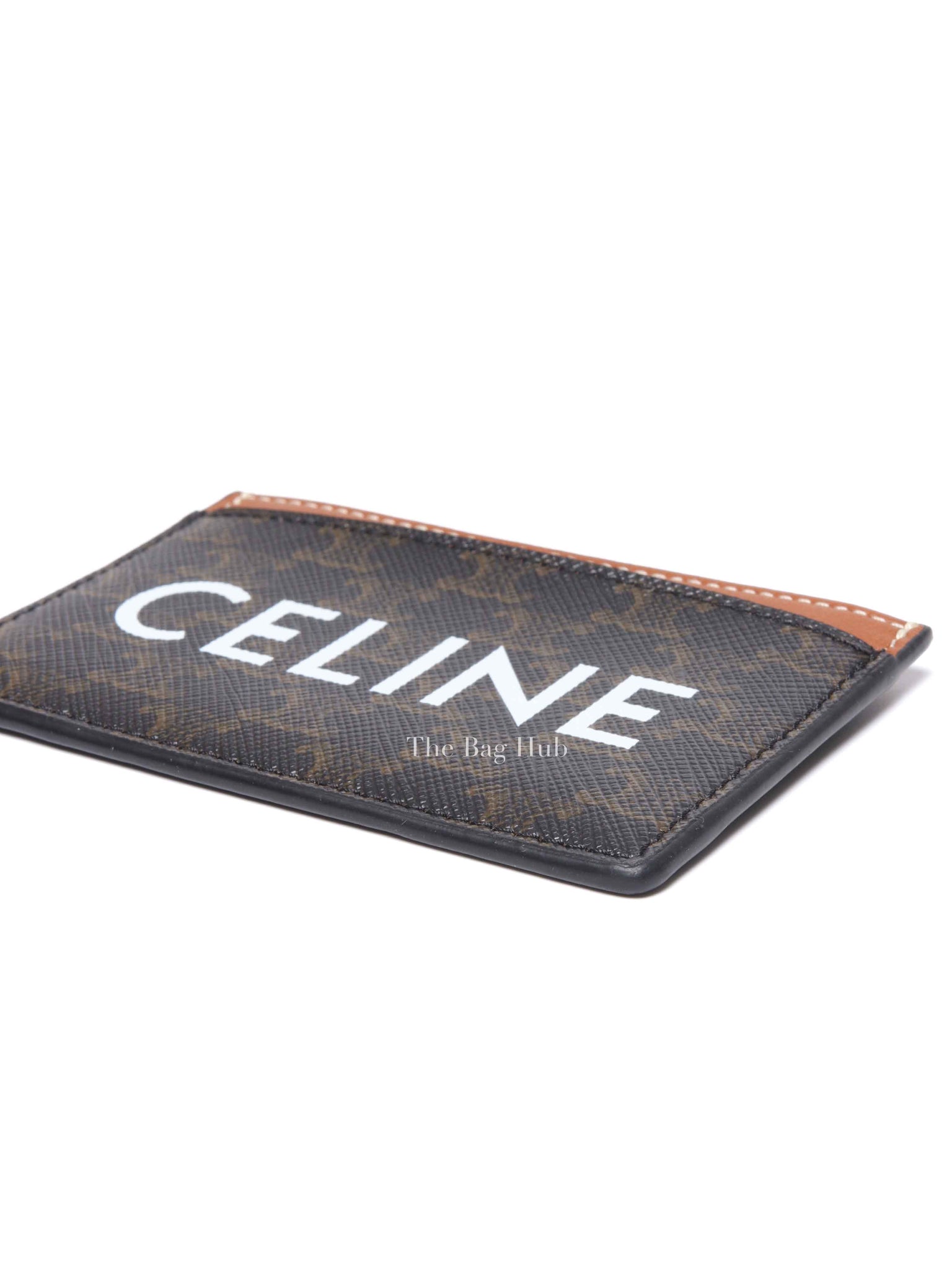 Celine Black/Tan Canvas Triomphe Card Holder