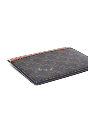 Celine Black/Tan Canvas Triomphe Card Holder