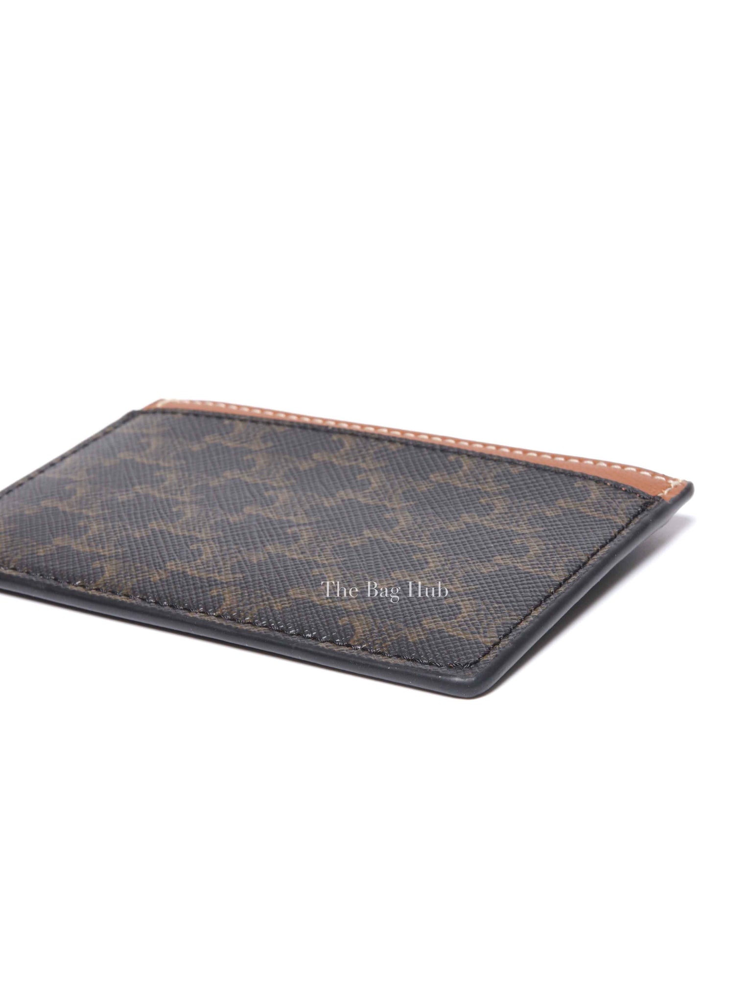 Celine Black/Tan Canvas Triomphe Card Holder