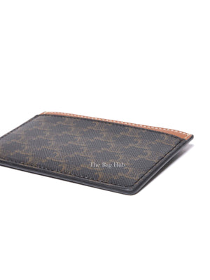 Celine Black/Tan Canvas Triomphe Card Holder