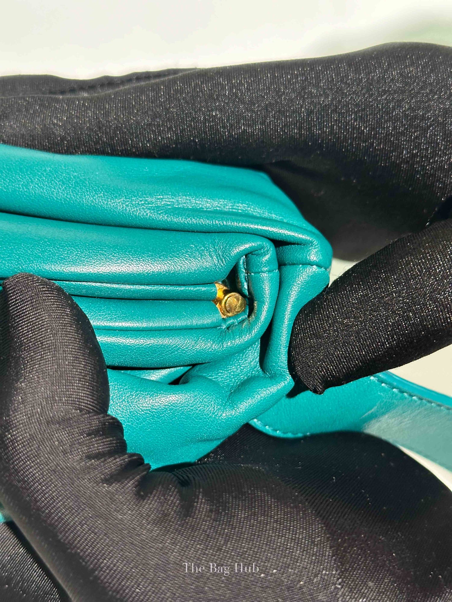 Bottega Veneta Teal Leather Belt Chain Pouch