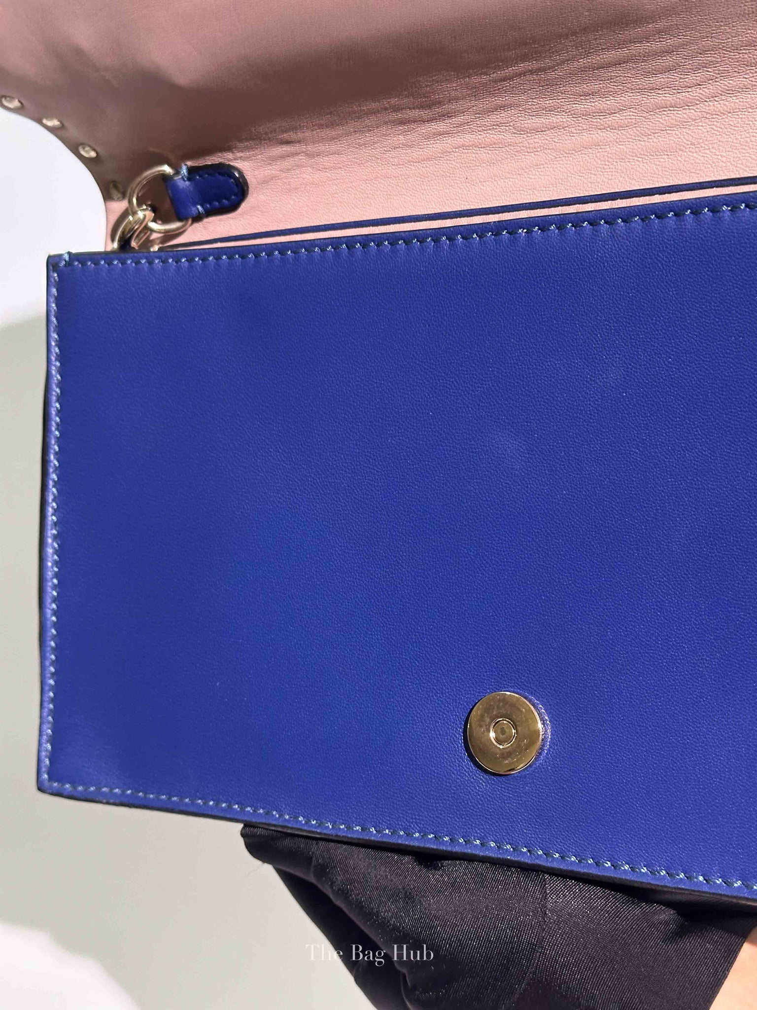 Valentino Blue Leather Rockstud Wristlet Clutch Bag