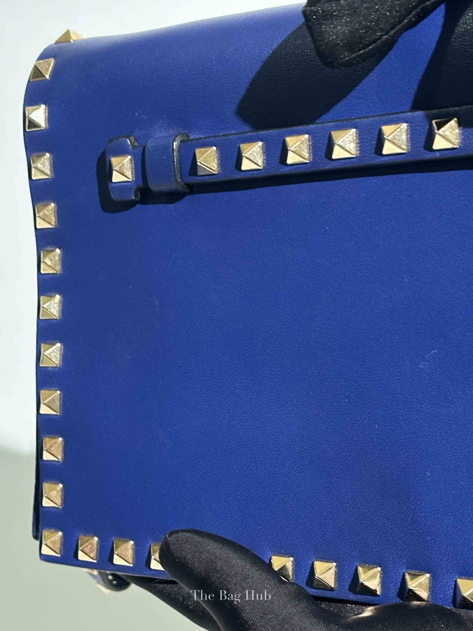 Valentino Blue Leather Rockstud Wristlet Clutch Bag