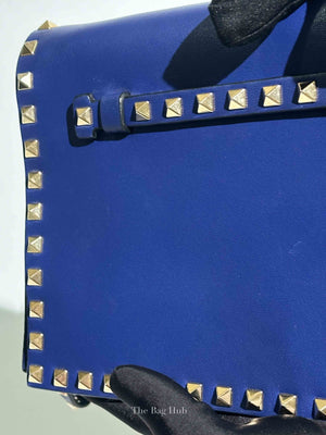 Valentino Blue Leather Rockstud Wristlet Clutch Bag
