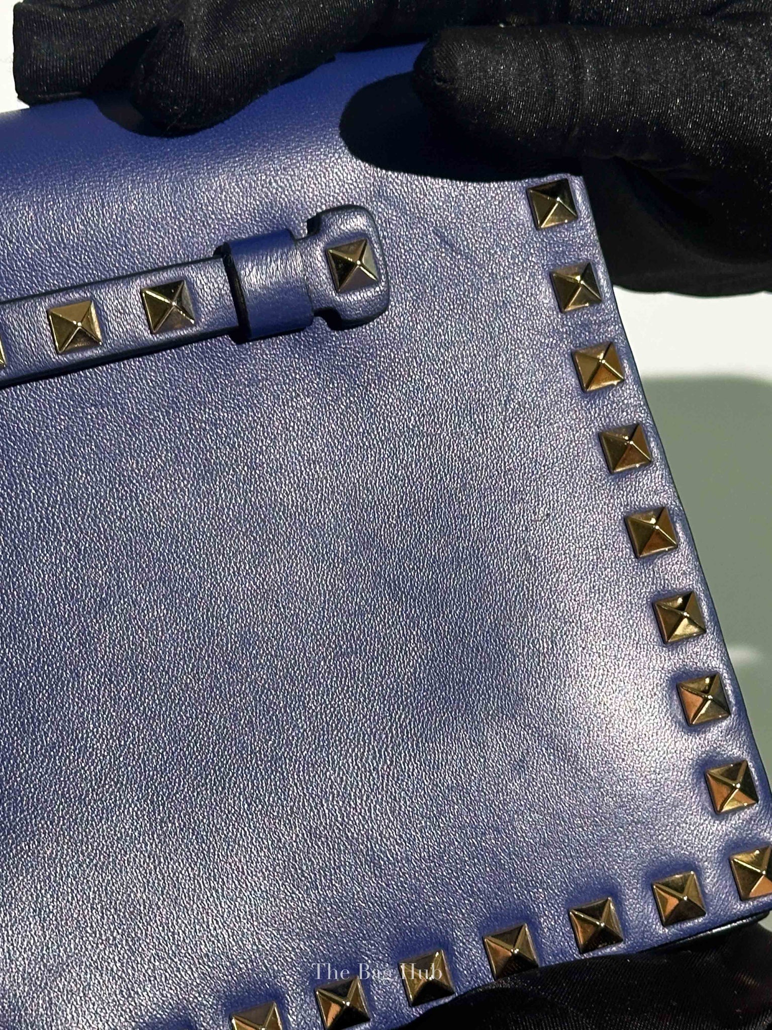 Valentino Blue Leather Rockstud Wristlet Clutch Bag