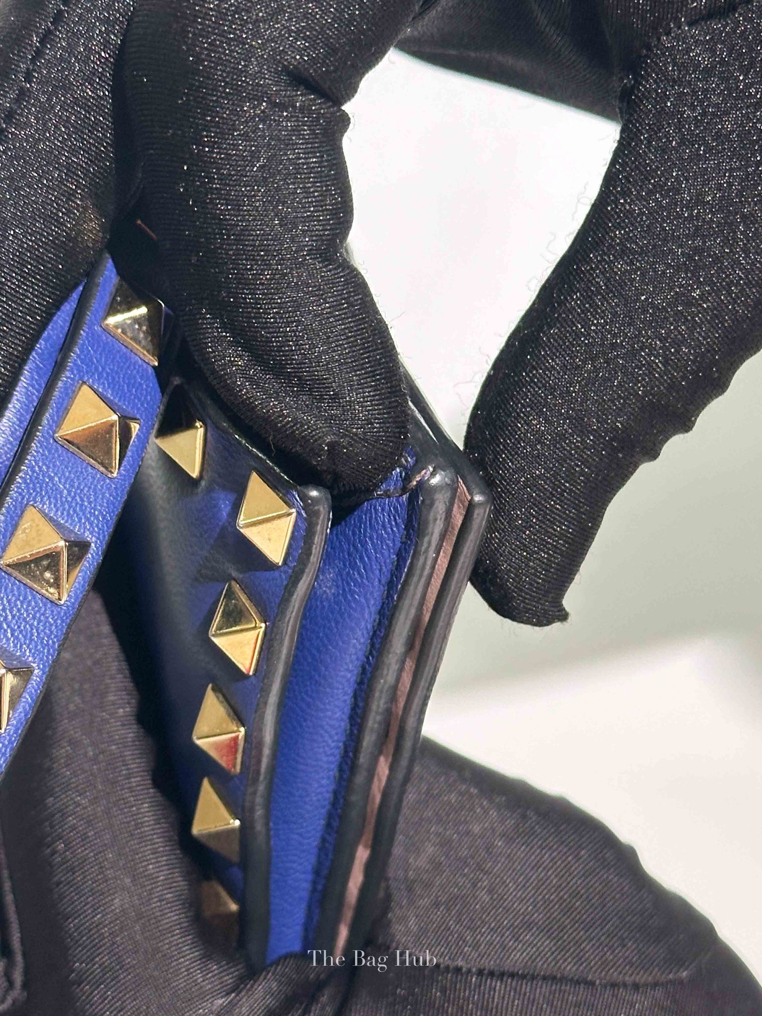 Valentino Blue Leather Rockstud Wristlet Clutch Bag