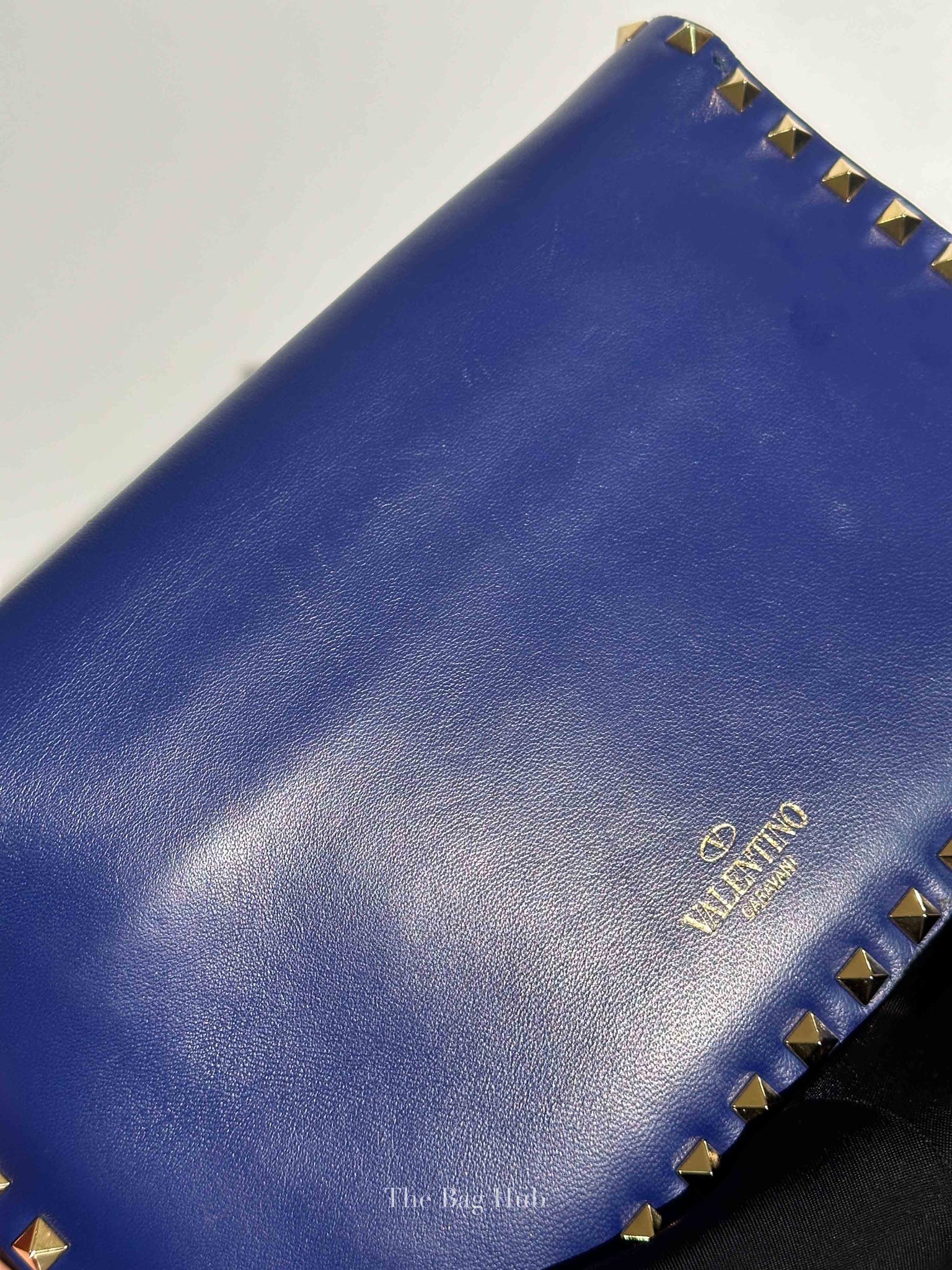 Valentino Blue Leather Rockstud Wristlet Clutch Bag