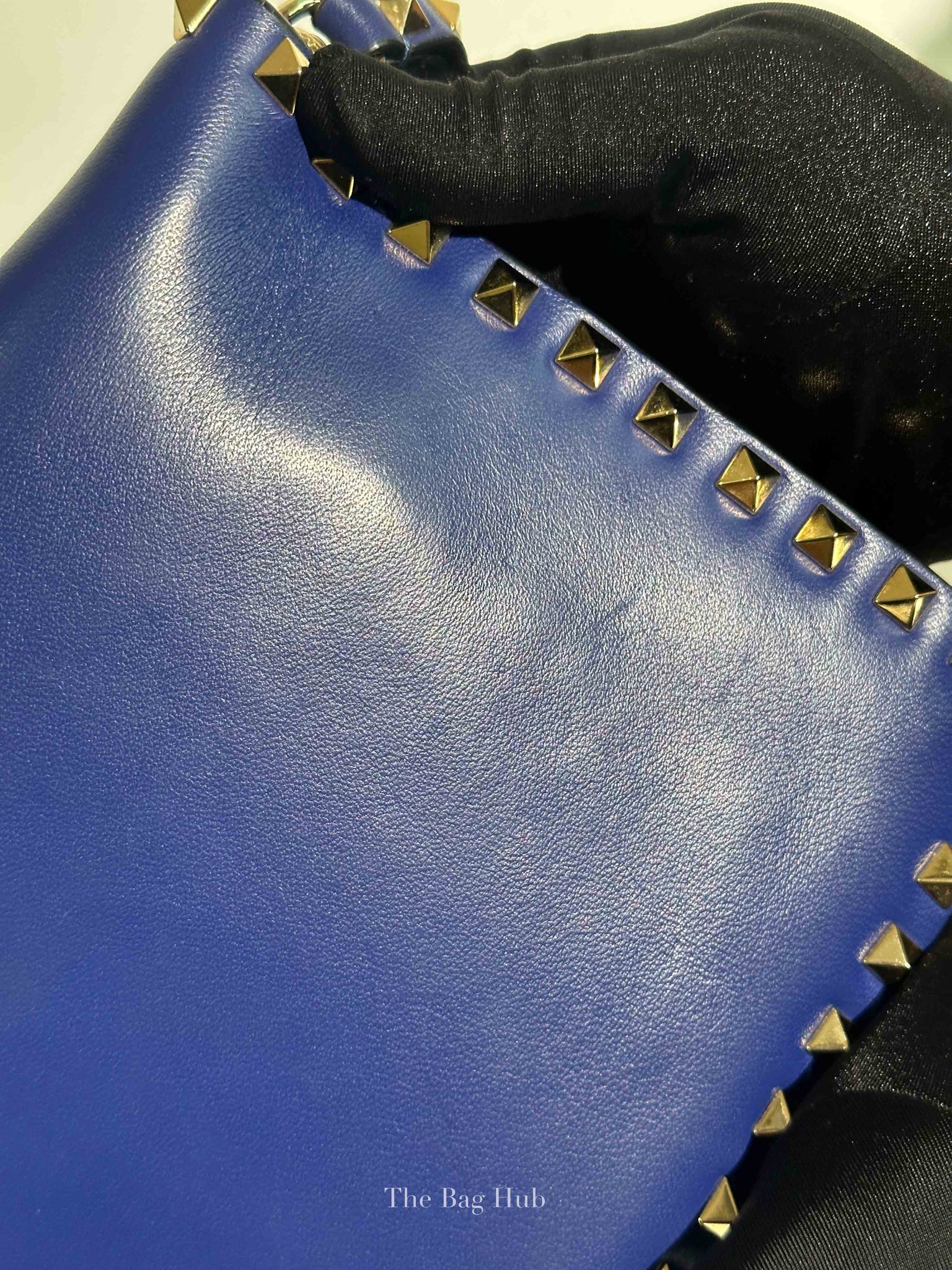 Valentino Blue Leather Rockstud Wristlet Clutch Bag