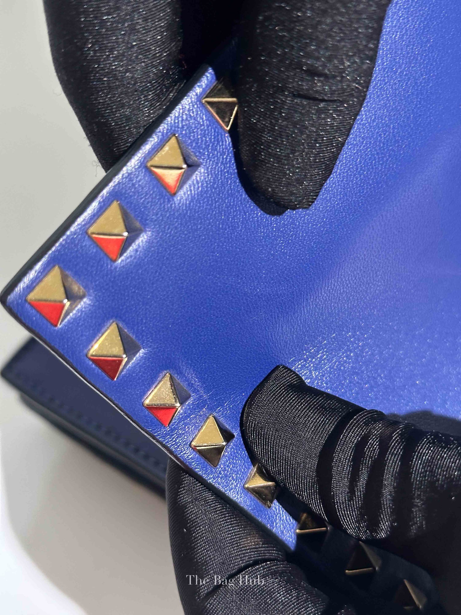 Valentino Blue Leather Rockstud Wristlet Clutch Bag