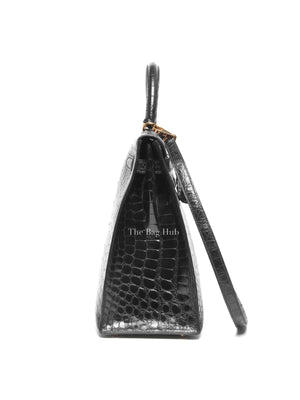 Hermes Black Shiny Alligator Kelly 35 Bag GHW