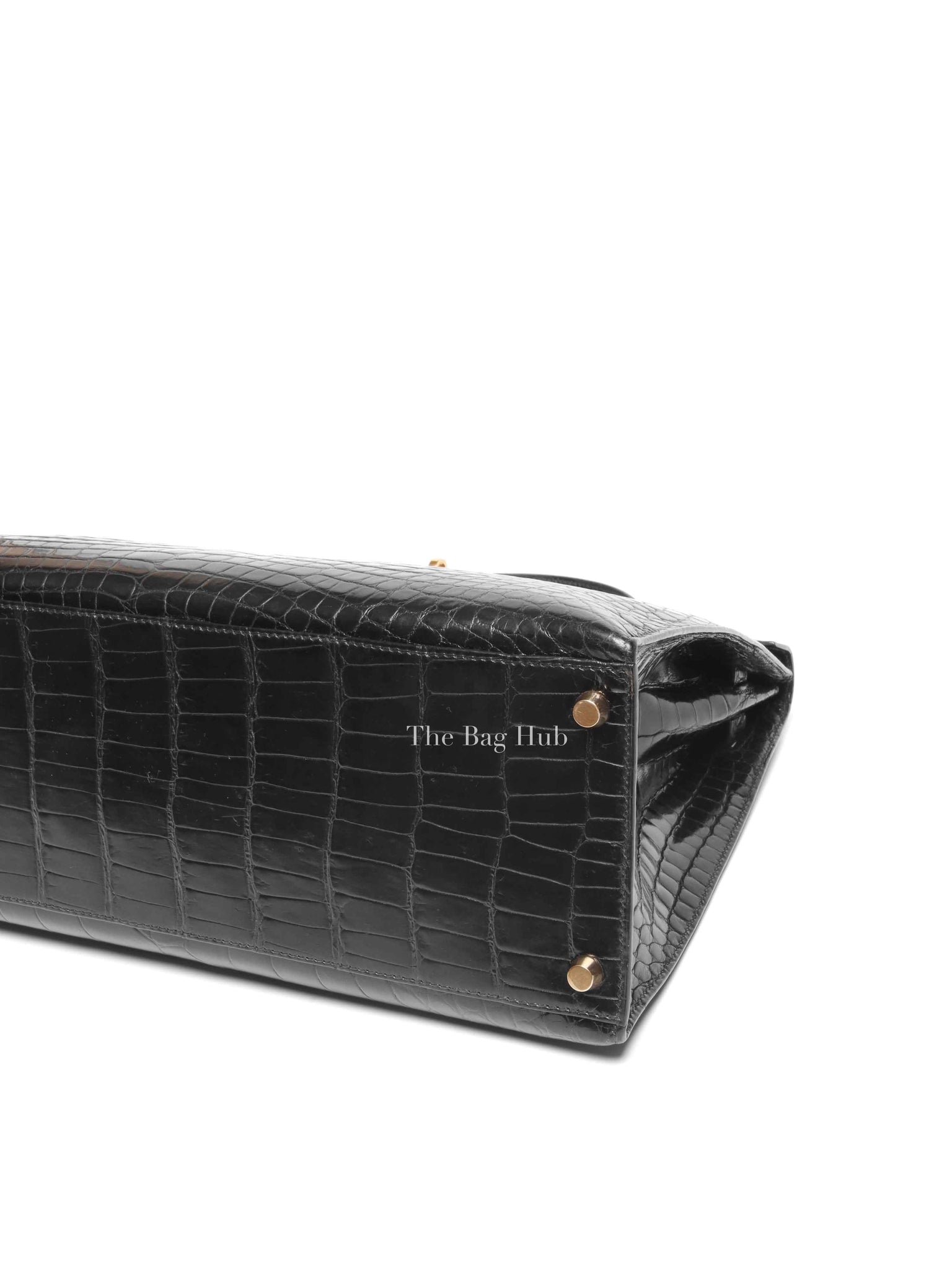 Hermes Black Shiny Alligator Kelly 35 Bag GHW