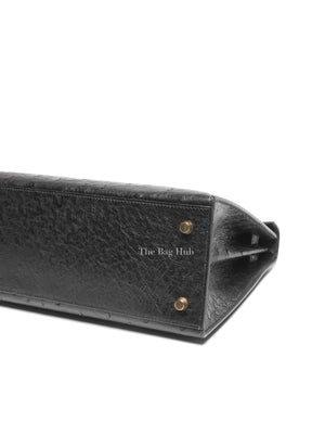 Hermes Black Ostrich Kelly Sellier 28 Bag GHW (No Strap)