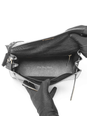 Hermes Black Ostrich Kelly Sellier 28 Bag GHW (No Strap)