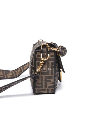 Fendi Brown Fabric Jacquard FF 1974 Medium Baguette Bag