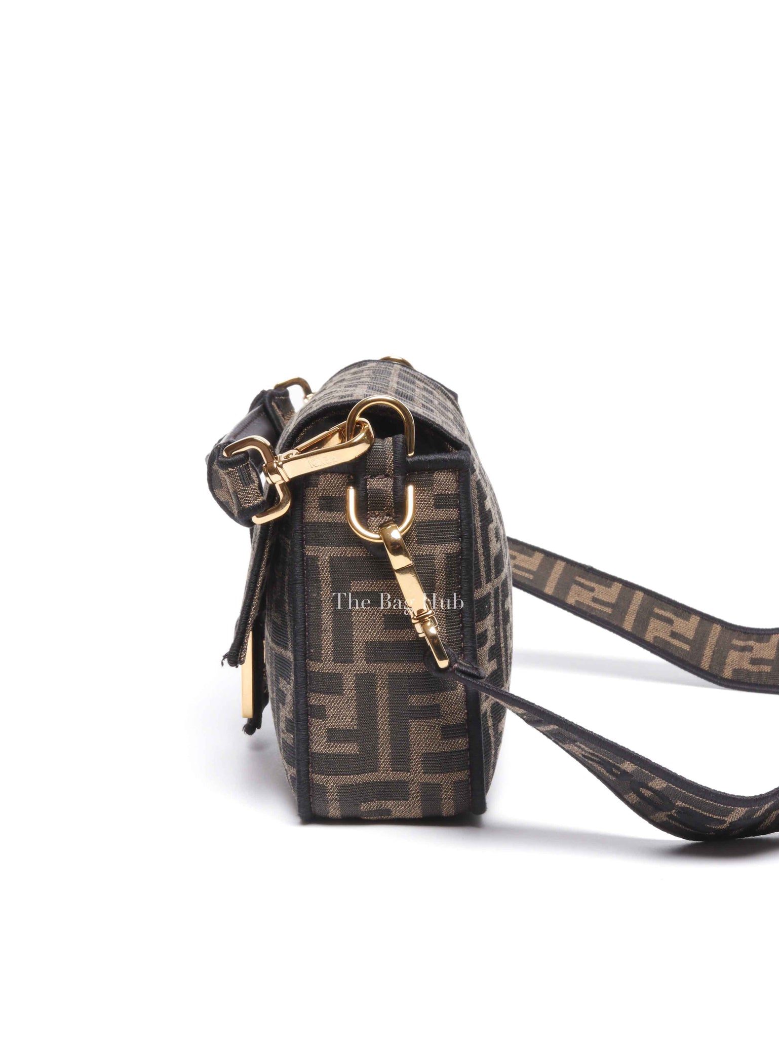 Fendi Brown Fabric Jacquard FF 1974 Medium Baguette Bag