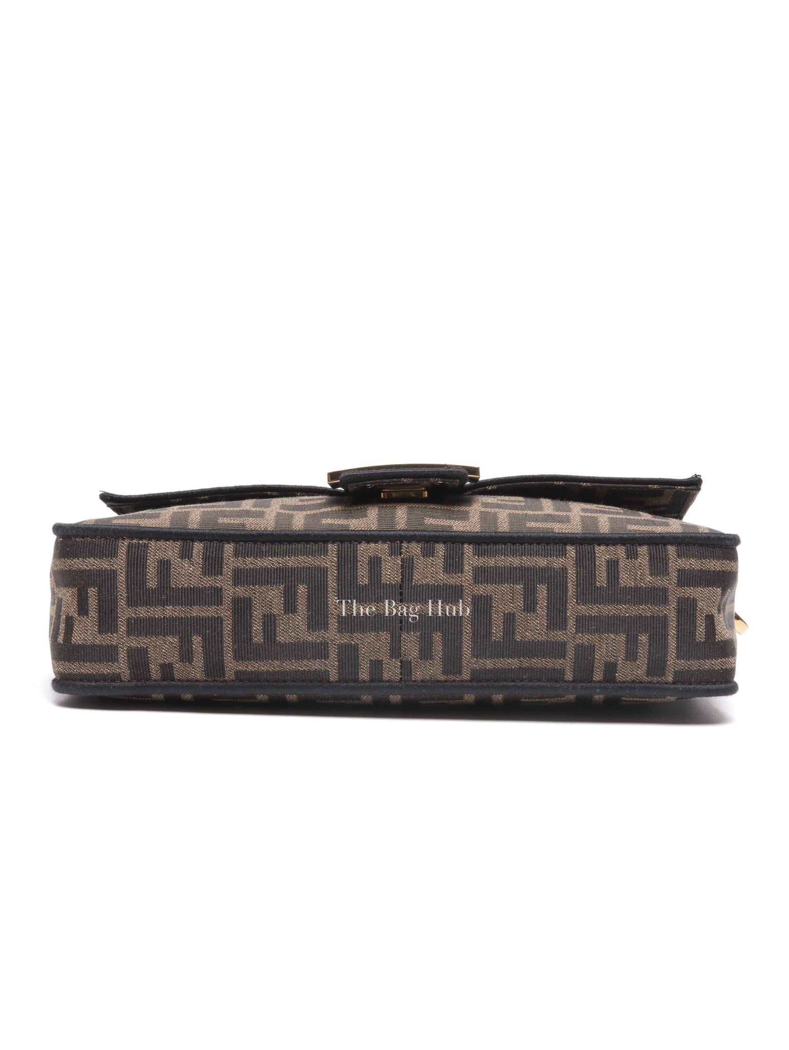 Fendi Brown Fabric Jacquard FF 1974 Medium Baguette Bag