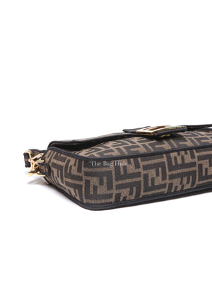 Fendi Brown Fabric Jacquard FF 1974 Medium Baguette Bag