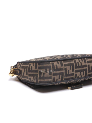 Fendi Brown Fabric Jacquard FF 1974 Medium Baguette Bag
