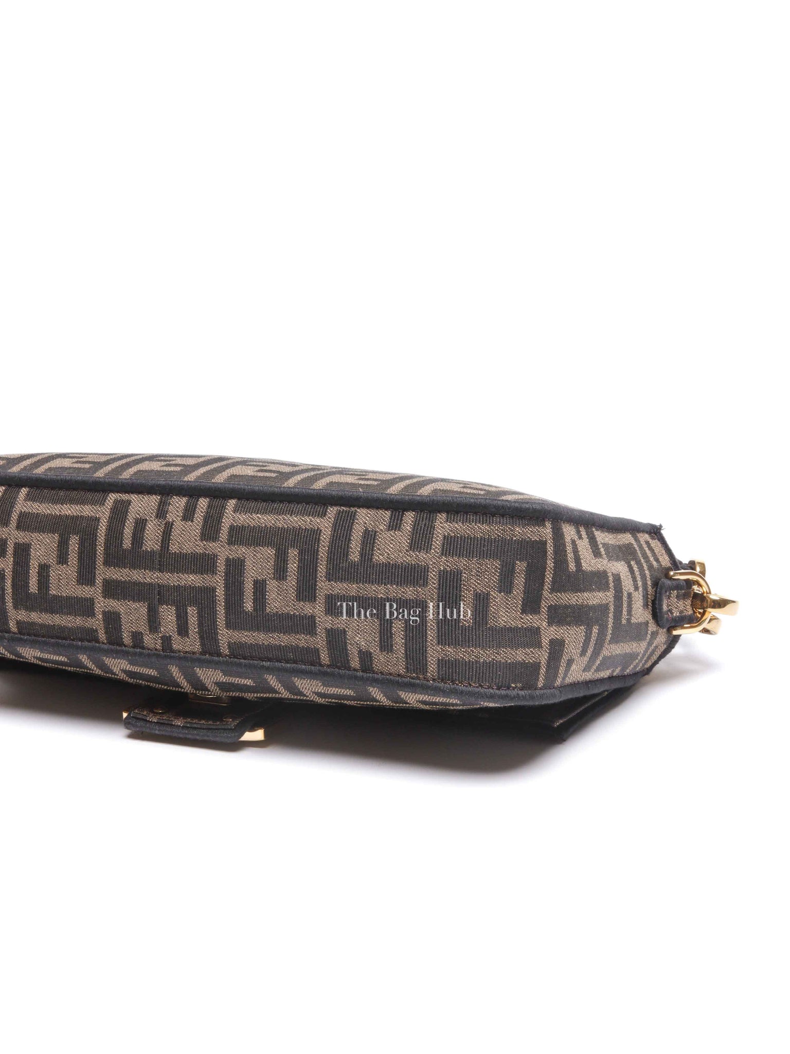 Fendi Brown Fabric Jacquard FF 1974 Medium Baguette Bag