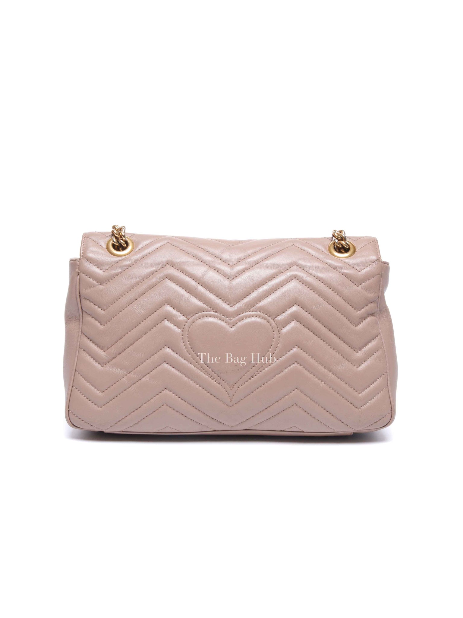 Gucci Taupe Leather GG Marmont Medium Shoulder Bag