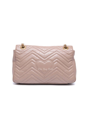 Gucci Taupe Leather GG Marmont Medium Shoulder Bag