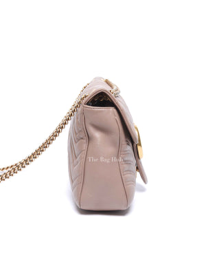 Gucci Taupe Leather GG Marmont Medium Shoulder Bag