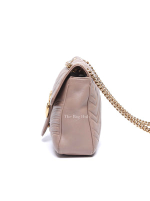Gucci Taupe Leather GG Marmont Medium Shoulder Bag