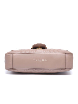 Gucci Taupe Leather GG Marmont Medium Shoulder Bag