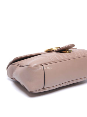Gucci Taupe Leather GG Marmont Medium Shoulder Bag
