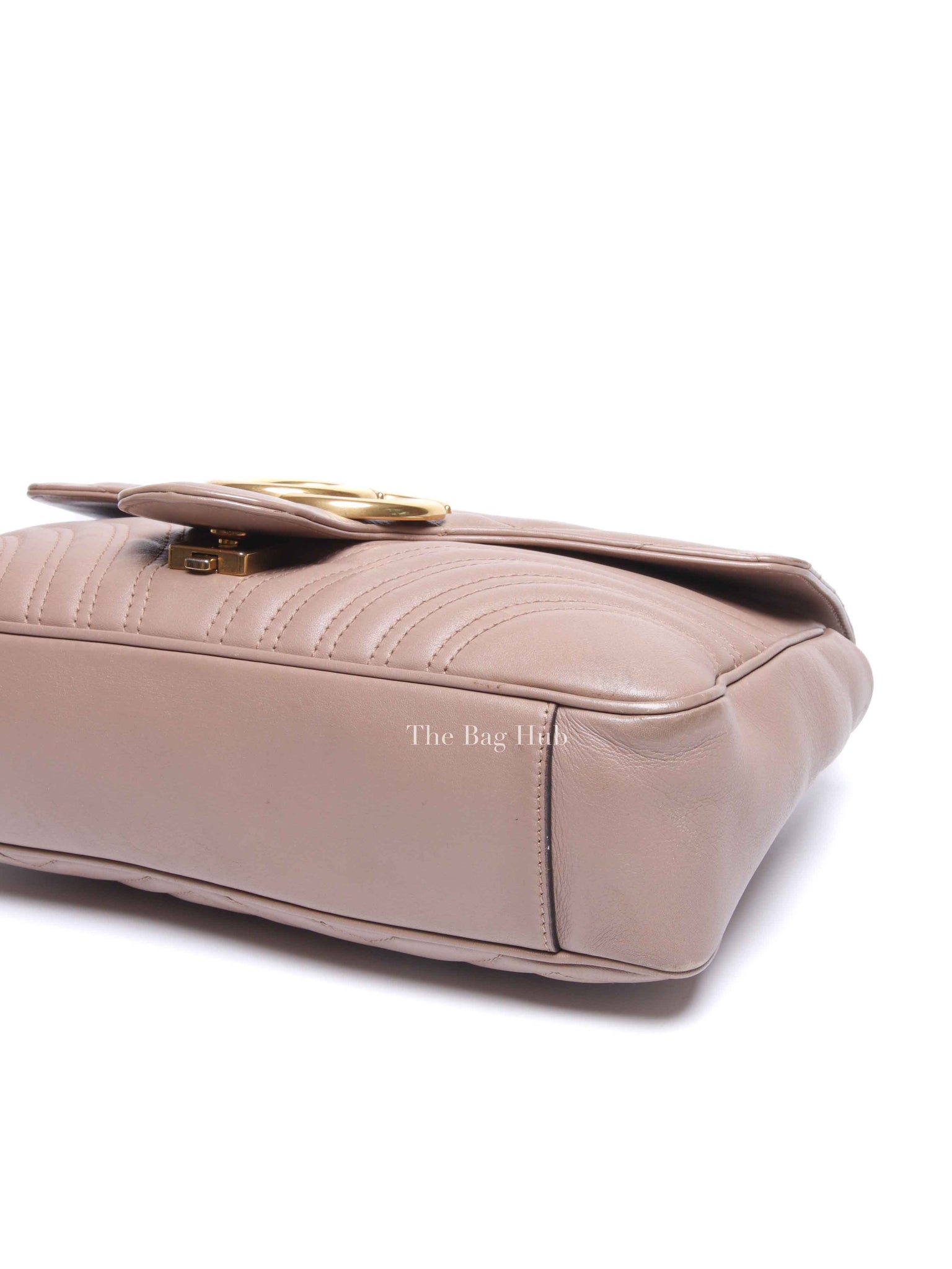 Gucci Taupe Leather GG Marmont Medium Shoulder Bag