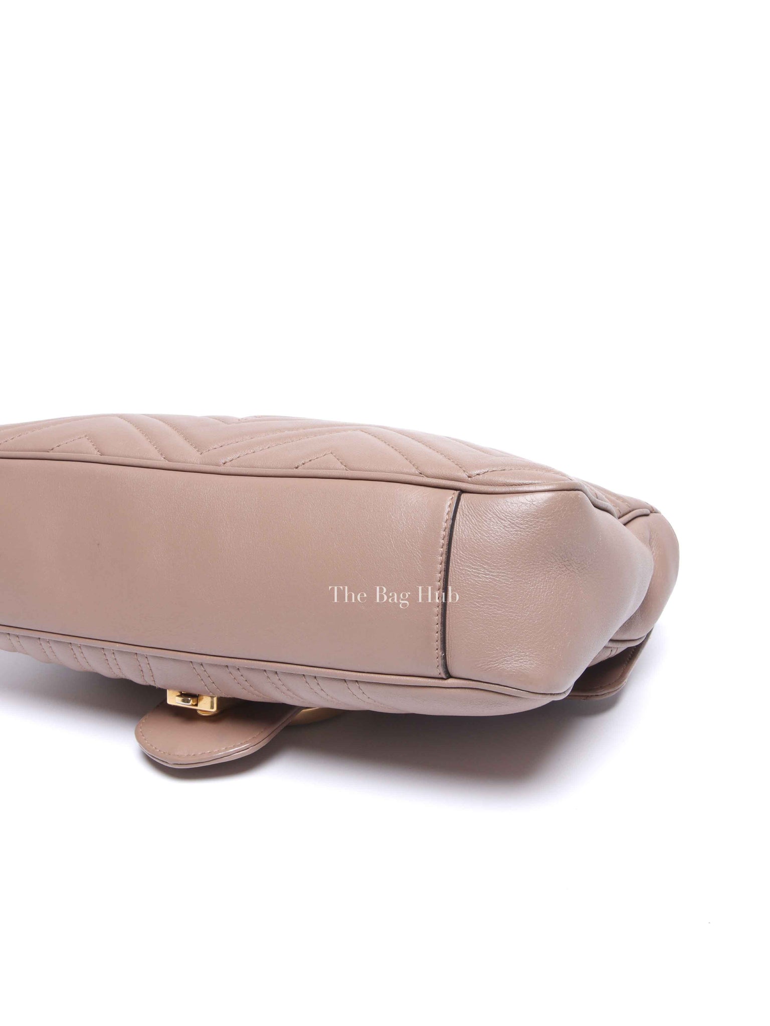 Gucci Taupe Leather GG Marmont Medium Shoulder Bag
