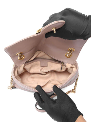 Gucci Taupe Leather GG Marmont Medium Shoulder Bag