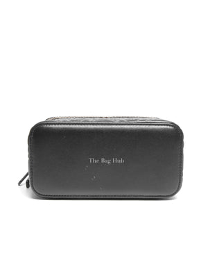 Chanel Black Lambskin Camelia Embossed Small Vanity Bag