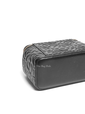 Chanel Black Lambskin Camelia Embossed Small Vanity Bag