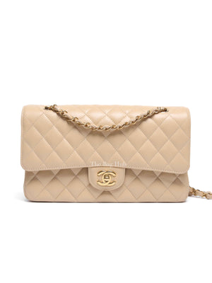Chanel Beige Caviar Quilted Medium Double Flap Bag GHW
