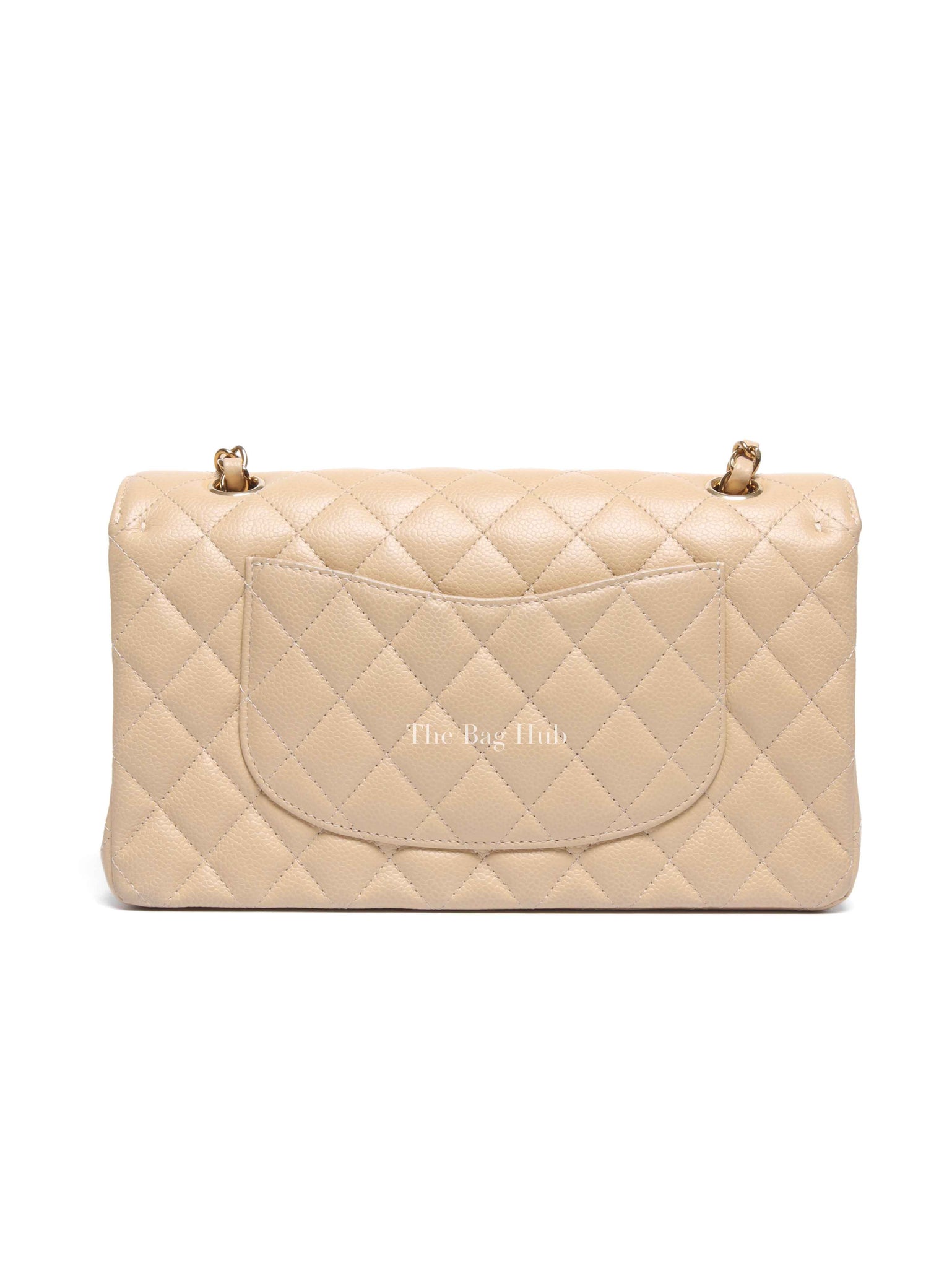 Chanel Beige Caviar Quilted Medium Double Flap Bag GHW