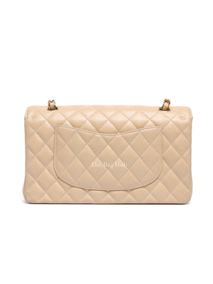 Chanel Beige Caviar Quilted Medium Double Flap Bag GHW