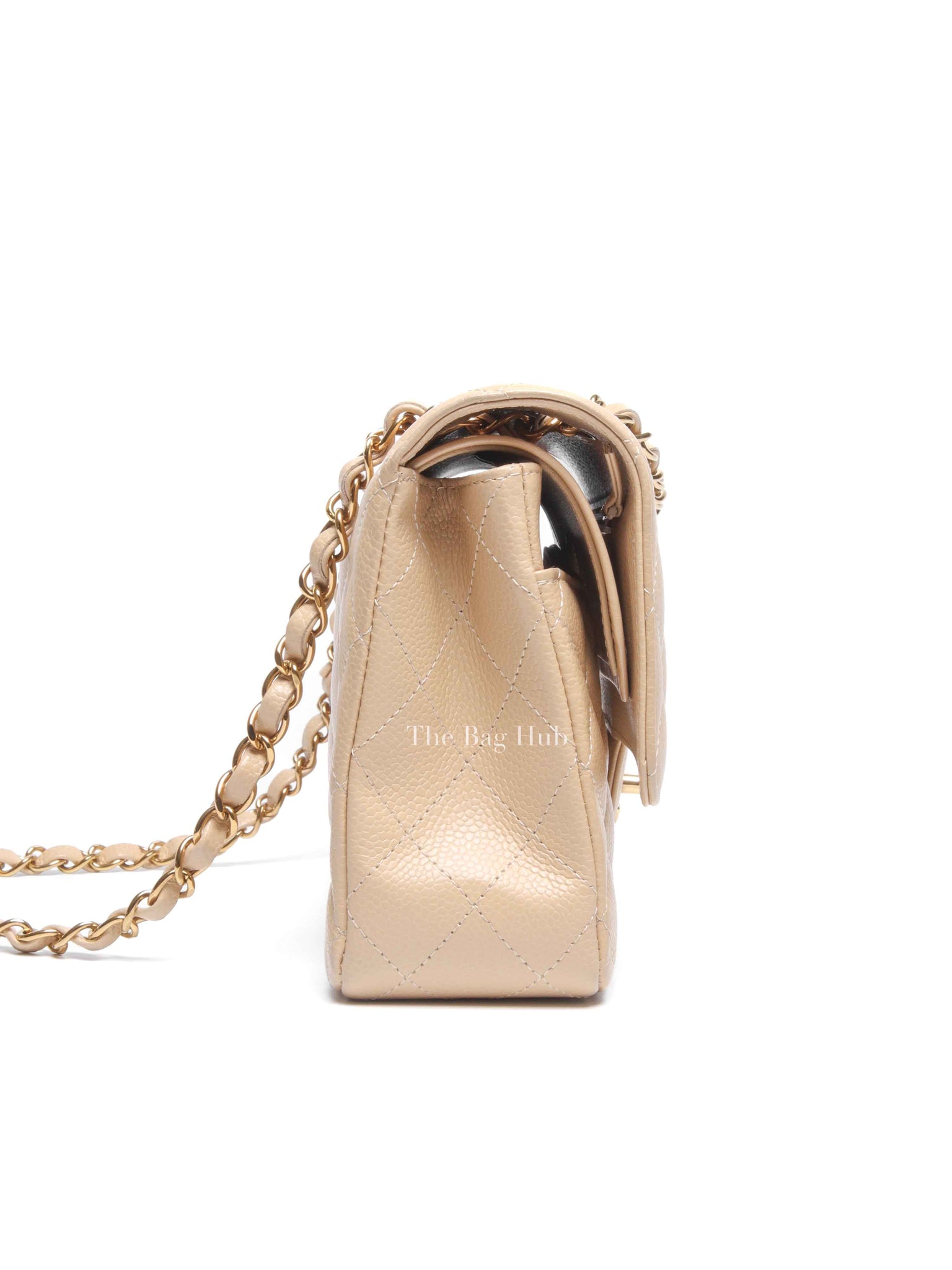 Chanel Beige Caviar Quilted Medium Double Flap Bag GHW
