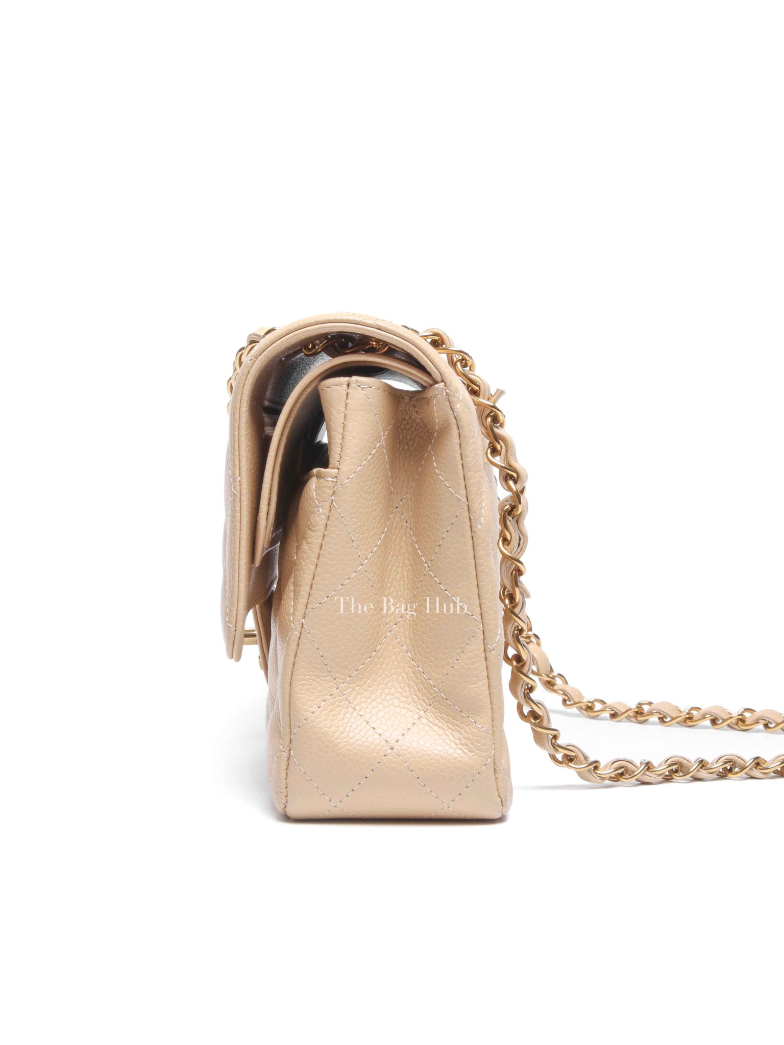 Chanel Beige Caviar Quilted Medium Double Flap Bag GHW