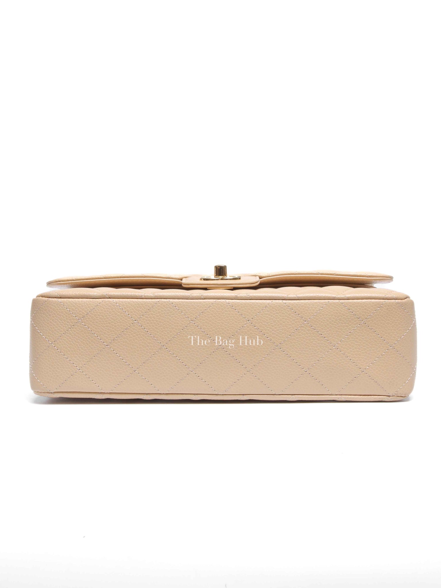 Chanel Beige Caviar Quilted Medium Double Flap Bag GHW