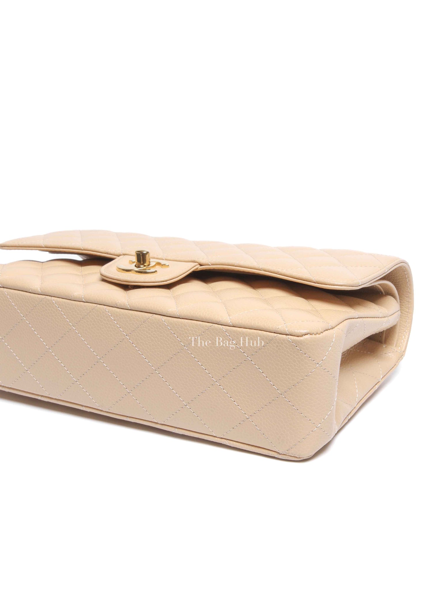 Chanel Beige Caviar Quilted Medium Double Flap Bag GHW