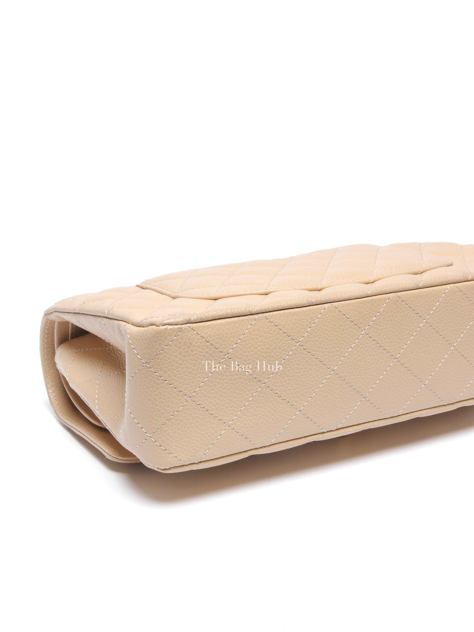 Chanel Beige Caviar Quilted Medium Double Flap Bag GHW