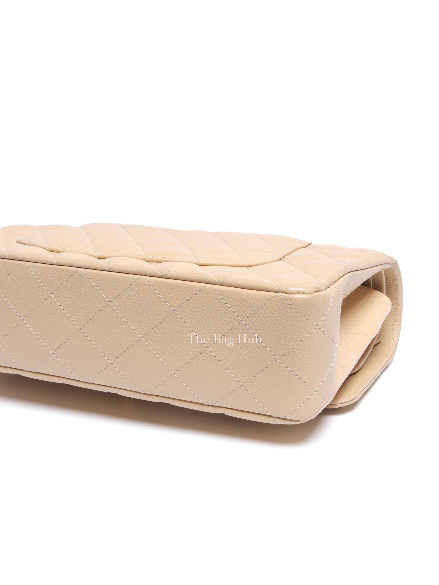 Chanel Beige Caviar Quilted Medium Double Flap Bag GHW