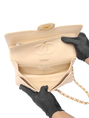 Chanel Beige Caviar Quilted Medium Double Flap Bag GHW