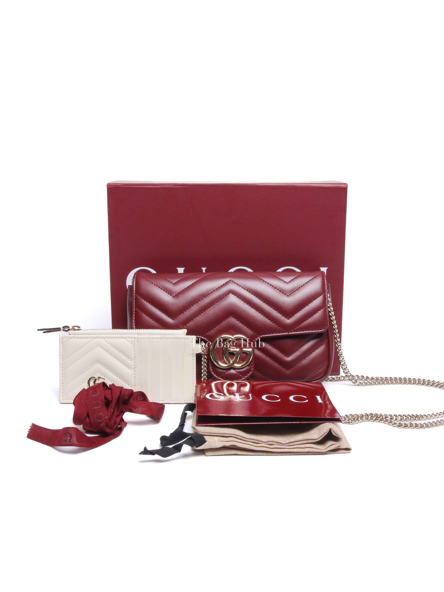 Gucci Rosso Ancora Red Leather GG Marmont Small Shoulder Bag