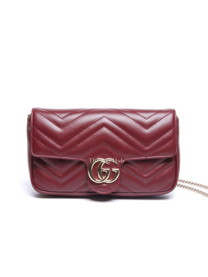 Gucci Rosso Ancora Red Leather GG Marmont Small Shoulder Bag