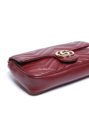 Gucci Rosso Ancora Red Leather GG Marmont Small Shoulder Bag